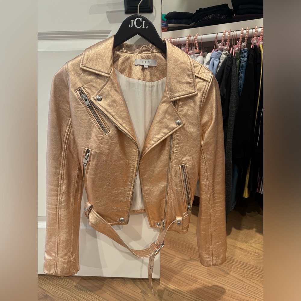 IRO leather rose gold jacket
